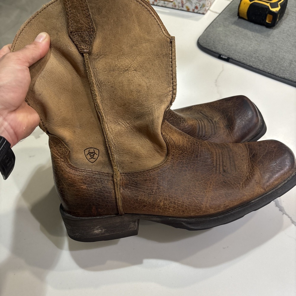 ariat brown leather Square Toe Boots Size 12EE